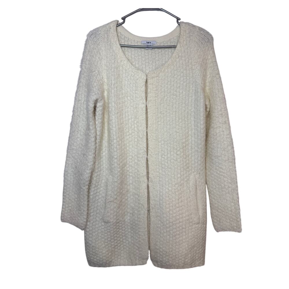 bar lll Cardigan Knit Sweater Women's Small Long Sleeve Acrylic/Nylon Soft Cream